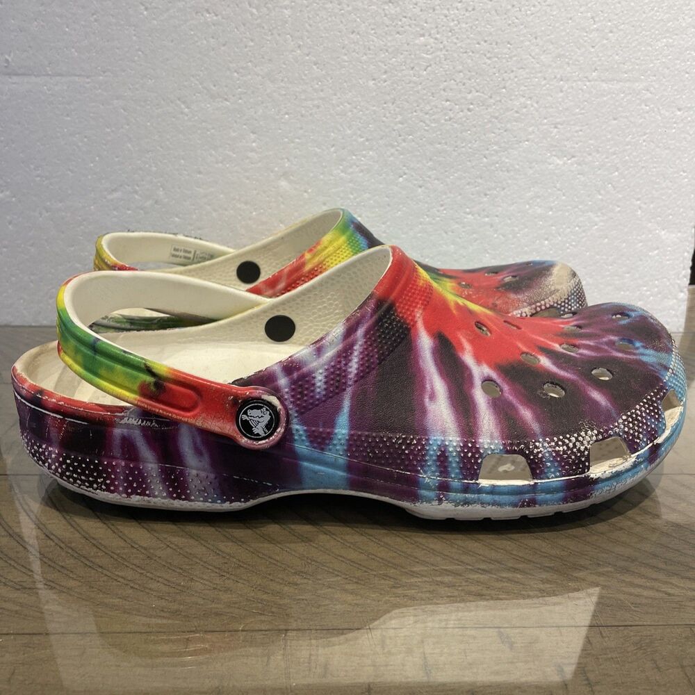 Crocs Classic Baya Tie Dye Sandals Rainbow  Sz 13 Slip On Shoes 207017 - Picture 4 of 7
